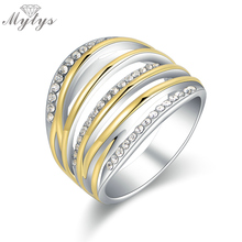 Mytyts New Design Geometric Hollow Multi Line Rings For Women Crystal Invisible Setting Gold and White Color Rings R1208 2024 - buy cheap