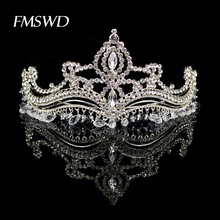 Handmade Baroque Rhinestone Bridal Crown Tiaras Luxury Crystal Diadem Wedding tiara for Bride Wedding Hair Jewelry Accessories 2024 - buy cheap