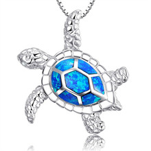 Colar pingente de tartaruga marinha, colar fofo com corrente longa para mulheres, joias azuis, presentes de joias 2024 - compre barato