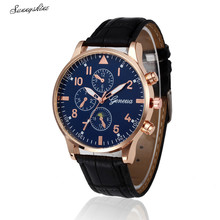 Мужские часы Ретро дизайн PU Кожаный ремешок Аналоговый сплав кварцевые наручные часы оптом vF3 2024 - купить недорого