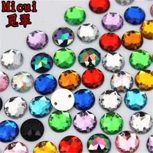 Micui 100pcs 8mm Round Chamfer Surface Flatback Crystal Stones Sewing Acrylic Rhinestones For Wedding Arts Crafts Decorate MC785 2024 - купить недорого