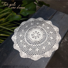 Original Hand Crochet Cup Mat Hollow Retro Round Tablecloth Pad Decoration Cover Towels Wedding Gif 40cm 6pcs/lot 2024 - buy cheap
