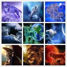 % 5d diy Diamond Painting Cross Stitch Wall Decor Diamond Embroidery Animal Tiger wolf deer lion Rhinestone Mosaic Home Decor 2024 - buy cheap