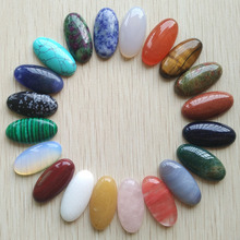 Wholesale 20pcs/Lot fashion assorted natural Stone oval shape cab cabochons beads for Jewelry accessories making 15x30mm free 2024 - buy cheap
