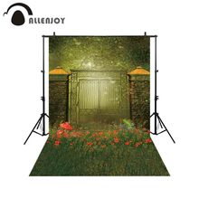 Pano de fundo para fotografia allenjoy, decoração para estúdio de fotografia, portão clássico colorido, almofada para quintal, cogumelo 2024 - compre barato