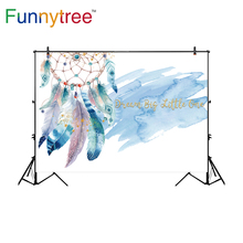 Funnytree photophone photography dream catcher dream big little one simple vintage watercolor feather background new backdrop 2024 - buy cheap