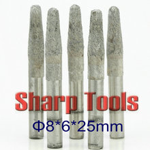 Fresa cónica de punta de bola, herramientas de grabado CNC, 8x6x25MM, Sintered fresa de diamante, Router Bits para piedra de granito, cono 3D 2024 - compra barato