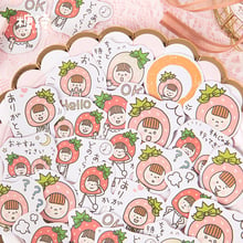 XINAHER Cute Strawberry head girl Paper Mini Journal Diary Label Japanese Box Stickers Scrapbooking Flakes 2024 - buy cheap