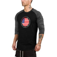 Musclechips camiseta masculina casual de algodão, camiseta da moda para outono, slim fit, elástica, macia de manga de sete quartos, camiseta fitness masculina 2024 - compre barato