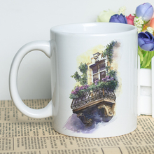 Taza de regalo promocional con impresión de flor temática pintura de taza de café cerámica blanca 11 onza clásico taza de té DIY arte impreso 2024 - compra barato