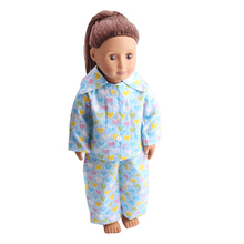 Dolls clothes heart pattern blue pajamas suit toy accessories 18 inch Girl doll and 43 cm baby dolls c11 2024 - buy cheap