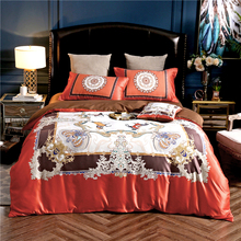Roupa de cama de algodão de seda de lavagem de luxo rainha rei tamanho 4 peças quilt/duvet cover conjunto de lençóis fronha. 2024 - compre barato