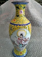 8.86 inch / The ancient Chinese colored enamel copper guanyin vase 2024 - buy cheap