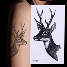 10.5*6cm Waterproof Temporary Tattoo Sticker elk head deer bucks horn antlers henna tatto flash tatoo fake tattoos for men women 2024 - buy cheap
