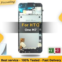ЖК-дисплей высокого качества для HTC One M7 802D 802 Вт, сенсорный стеклянный дигитайзер в сборе, сменная рамка для одной или двух Sim-карт 2024 - купить недорого