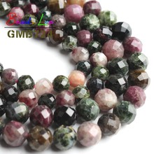 Natural Stone Faceted Colorful Tourmaline Round Loose Spacer Beads for Jewelry Making 7.5 Inches Diy Bracelet Necklace 6mm 8mm 2024 - buy cheap