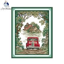 Joy Sunday Needlework DIY Cross stitch Sets For Embroidery kits Forest responders Counted or Stamped Cross-Stitch 2024 - buy cheap