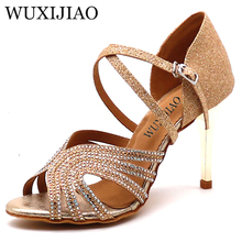 Wuxijiao ms sapatos de dança de salão, conjunto de sapatos de salto alto com lantejoulas e sola macia, sapatos modernos para mulheres 2024 - compre barato