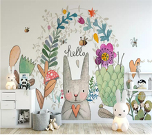 wellyu Custom wallpaper papel de parede Nordic minimalist cartoon rabbit children's room background wall paper mural tapeta 2024 - buy cheap