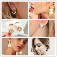 Trendy Earrings For Women Gold Unique Metal Drop Dangle Vintage Statement Earrings Round Geometric Earring 2019 Fashion Jewelry 2024 - buy cheap