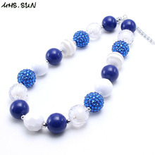 MHS.SUN Charm White/Blue Beads Chunky Necklace For Kids/Child/Girls Bubblegum Necklace Toddler Chunky Jewelry Accessories 1Pcs 2024 - buy cheap