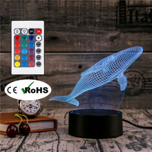 3D Led Novety Lighting Creative Gift Night Light  Table Lamp Bedside Whale Light Led Home Corridor Hotel Party Atmosphere Lights 2024 - buy cheap