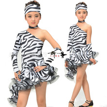 Adult Child Latin dance costume zebra single sleeves latin dance dressAdult children latin dance competition dresses S-4XL 2024 - buy cheap