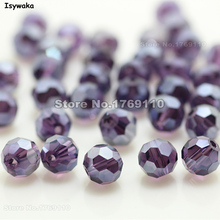 Isywaka 100 Uds color AB púrpura redondo 6mm Austria cuentas de cristal encanto cuentas de vidrio espaciador suelto cuenta para la fabricación de joyas 2024 - compra barato