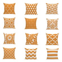 Funda de almohada geométrica para decoración del hogar, funda de almohada de terciopelo para sofá, 45x45cm, naranja 2024 - compra barato
