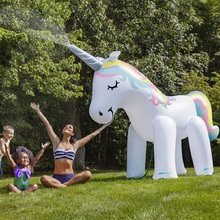 Rooxin-unicornio inflable gigante para niños, juguetes de agua pulverizada para piscina, flotador de natación, fuente al aire libre, Fiesta en la playa, juguetes de verano 2024 - compra barato