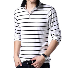 Polo de manga larga a rayas para hombre, camiseta informal ajustada de algodón transpirable, camisetas, Polo, ropa de moda para otoño 2024 - compra barato