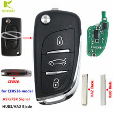 KEYECU Upgraded Folding Remote Key Fob 433MHz for Citroen C2/C3/C4/C5/Berlingo/Picasso (CE0536 HU83/VA2 & ASK/FSK) 2024 - buy cheap