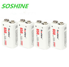 4Pcs / Lot Soshine 9V Rechargeable Battery 650mAh 9V Li-ion Battery Free shipping 2024 - buy cheap