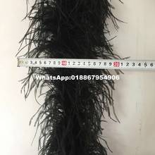 2meters Black color feather boas 5ply ostrich feather fringes strips tape 1pc/lot High quality!! 2024 - buy cheap
