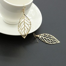 Hot sale Noble Vintage Leaf Earring New Design Bohemian Hollow Dangle Drop Earrings Charm Gold Silver Plated Jewelry For Women 2024 - buy cheap