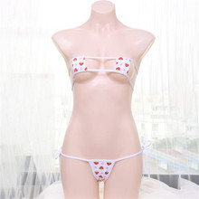 micro bikini 2019 Sexy printing Strawberry square Lace 2 effects girl Beach spa swimwear women swimsuit biquini bikinis monokini 2024 - buy cheap