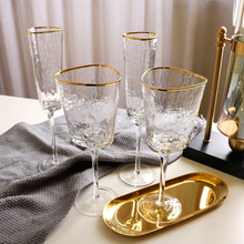 Gold Edge Cup Crystal Glass Creative Tumbler Hammer Pattern Dinner Tool Drinking Utensils European Red Wine Champagne Glass 1pcs 2024 - buy cheap