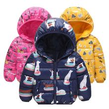 2021 Direct Selling Sale Baby Winter Cartoon Printing Jacket Kids Warm Thick Hooded Outerwear 2-6 Y Toddler Girl Boy Clothing 2024 - buy cheap