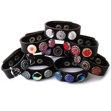 New Arrival Fashion 1.8-2cm Metal Button Leather Bracelets Noble Black Leather Wrap Bracelet Free Shipping 2024 - buy cheap