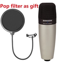 Microfone samson c01, original, com filtro pop, condensador, estúdio, profissional, para gravação 2024 - compre barato
