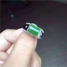 Free shipping Natural Hetian Jade Man Ring 925 sterling silver Wholesales Fine jewelry  8*10mm gem 2024 - buy cheap