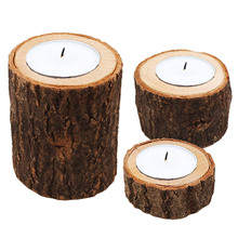 Wooden Bark Candlestick Candle Holders Stand 1Pcs Cactus Succulent Planter Flower Pot Rustic Wedding Party Home Decoration 2024 - buy cheap