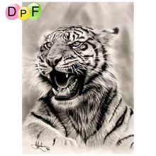 Dpf completo redondo animal tigre bordado diamante diy ponto cruz de diamante mosaico de pintura decorativo de diamante 2024 - compre barato