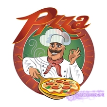 Adesivo de chef para pizza expressa, decalque de comida rápida, pôster vinil, arte de parede, decoração, mural, pizza 2024 - compre barato