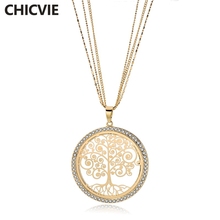 CHICVIE Gold Chain Statement Necklace & Pendants Women Long Display Jewelry Necklace For Womens Tree Of Life Necklace SNE180007 2024 - buy cheap