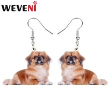 WEVENI Acrylic Golden Japanese Chin Dog Earrings Drop Dangle Cute Animal Jewelry For Women Girls Gift Charms Accessories Brincos 2024 - buy cheap