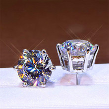 6MM Female Crystal Round Stud Earrings For Wedding 925 Silver Color White Cubic Zirconia Blue Fire Opal Earrings Women Jewelry 2024 - buy cheap