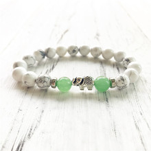 Natural Stone Howlite And Green Aventurine Elephant Bracelet Round Beads Yoga Mala Bracelets Fashion Gift For Men 2024 - buy cheap