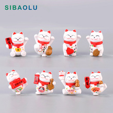 1pc Lucky Wealth Cat Model Cartoon Kitten Animal figurine home decor miniature fairy garden decoration accessories Craft Figures 2024 - buy cheap