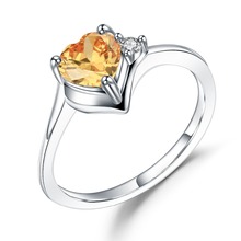 Кольцо GEM'S BALLET, из стерлингового серебра 925 пробы, для свадьбы, в виде сердца, 0,78 карат, натуральный цитрин, камень по месяцу рождения, драгоценный камень, кольцо для девушки, хорошее украшение 2024 - купить недорого